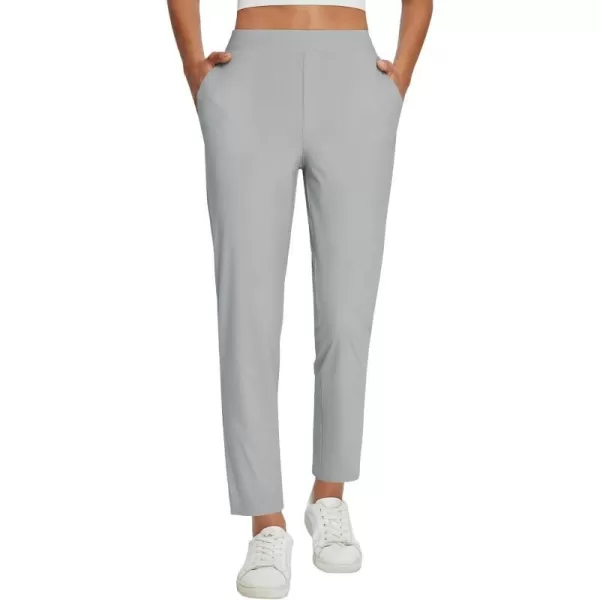 BALEAF Womens Golf Pants Stretch High Waist Ankle Dress Pants with Pockets Tapered Casual Pants Petite Work Yoga UPF50Light Grey