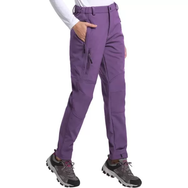 BALEAF Womens Hiking FleeceLined Ski Pants Windproof WaterResistant Outdoor Insulated Soft ShellB05purple