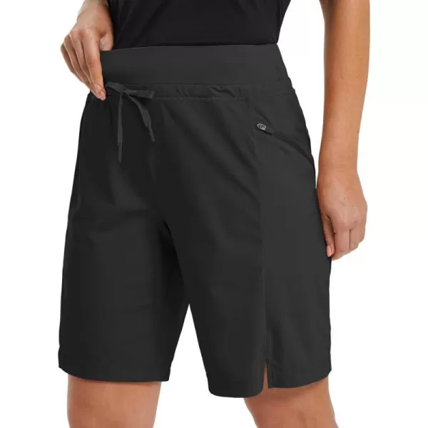 BALEAF Womens Hiking Long Shorts 911 Quick Dry Bermuda Cargo for Curvy Lightweight Pockets9 Inch Black