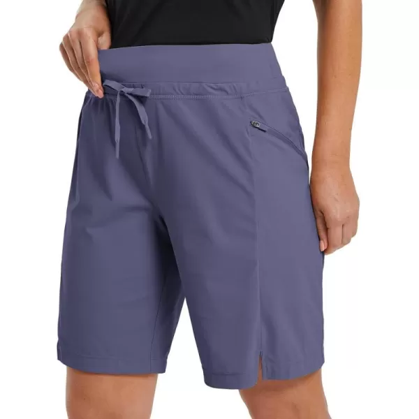 BALEAF Womens Hiking Long Shorts 911 Quick Dry Bermuda Cargo for Curvy Lightweight Pockets9 Inch Blue