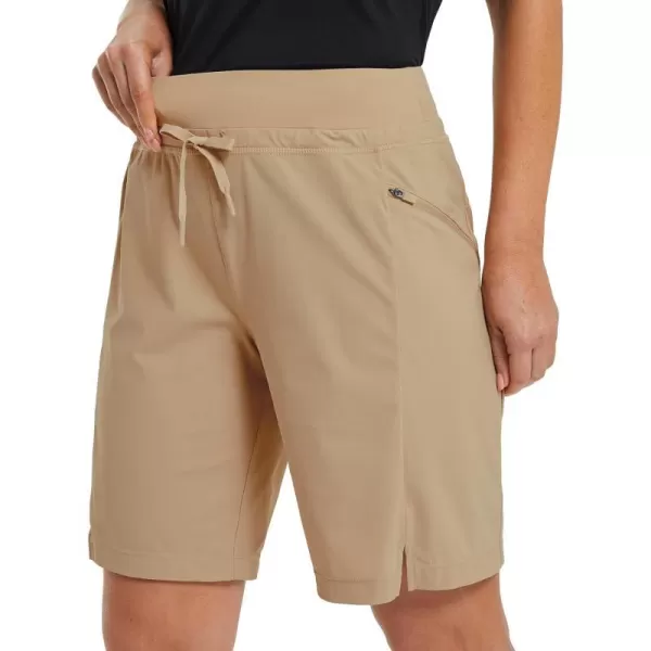 BALEAF Womens Hiking Long Shorts 911 Quick Dry Bermuda Cargo for Curvy Lightweight Pockets9 Inch Khaki