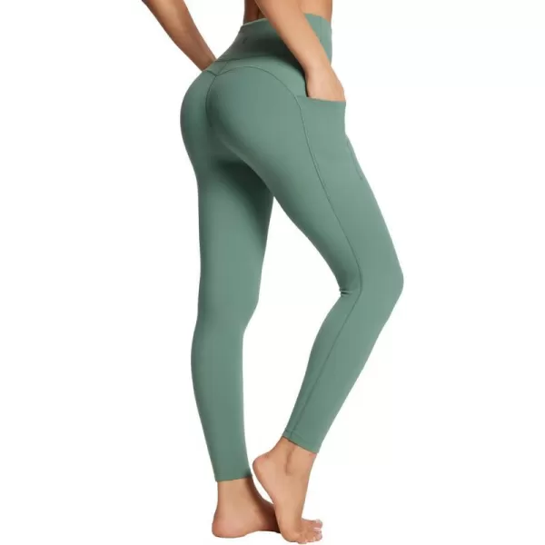 BALEAF Womens Leggings with Pockets Tummy Control Workout High Waisted Athletic Running 78 Ultra Soft Gym Yoga Ankle PantsGreen