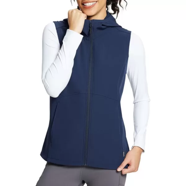 BALEAF Womens Lightweight Vest Softshell Sleeveless Jacket Windproof Stand Collar with Zipper Pockets Running Hiking GolfHoodnavy Blue