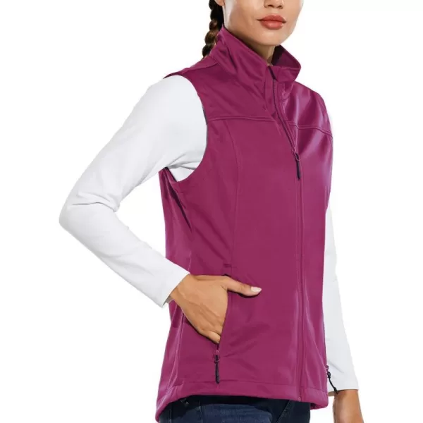 BALEAF Womens Lightweight Vest Softshell Sleeveless Jacket Windproof Stand Collar with Zipper Pockets Running Hiking GolfRouge