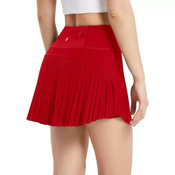 BALEAF Womens Pleated Tennis Skirts Skorts for Woman High Waisted Lightweight Athletic Golf Shorts PocketsRed