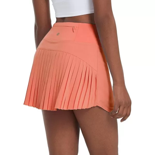 BALEAF Womens Pleated Tennis Skirts Skorts for Woman High Waisted Lightweight Athletic Golf Shorts PocketsScorched Red Coral