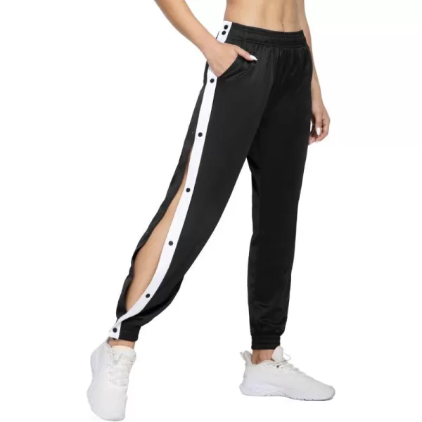 BALEAF Womens Tear Away Warm Up Pants Active Workout Tapered Sweatpants with PocketsBlack