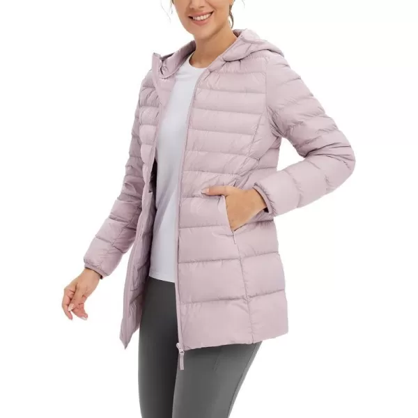 BALEAF Womens Ultralight Down Jacket Long Packable Hooded Puffer Coat Warm for WinterLight Purple