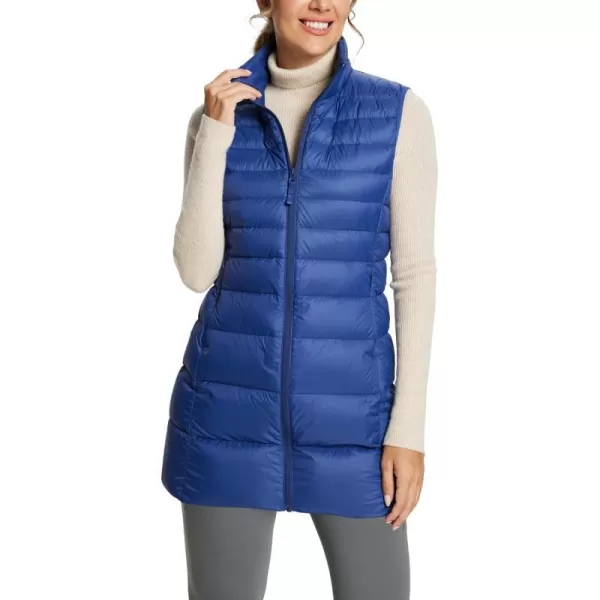 BALEAF Womens Ultralightweight Long Down Vest Packable Water Resistant Sleeveless JacketNavy Blue