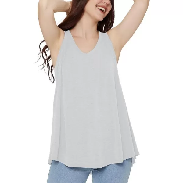 BALEAF Womens Workout Tank Tops Sleeveless VNeck Tunic Long Loose Fit Camis Flowy Yoga TShirts Cute Tee for Casual SummerStone Grey