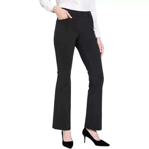 BALEAF Womens Yoga Dress Pants 2931 Stretchy Work Slacks Business Casual Straight LegBootcut Pull On Pants with PocketsBlack