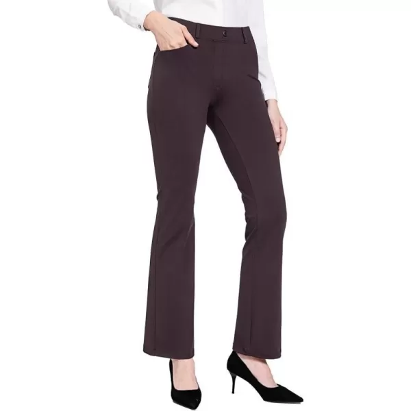 BALEAF Womens Yoga Dress Pants 2931 Stretchy Work Slacks Business Casual Straight LegBootcut Pull On Pants with PocketsChocolate Brown