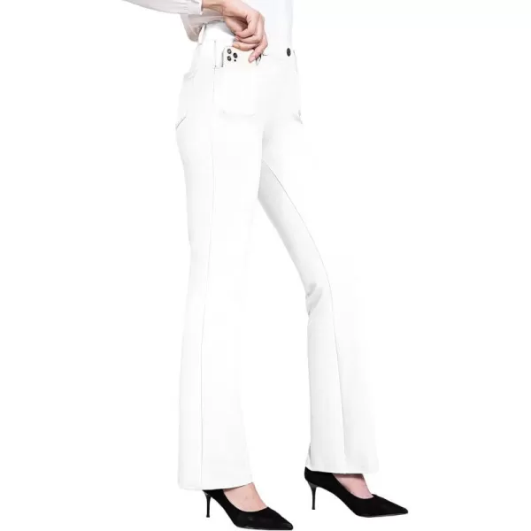 BALEAF Womens Yoga Dress Pants 2931 Stretchy Work Slacks Business Casual Straight LegBootcut Pull On Pants with PocketsWhite