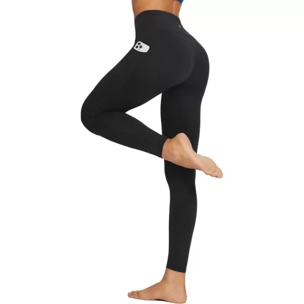 BALEAF Workout Leggings with Pockets for Women High Waisted Tummy Control Plus Size Yoga Pants for Running Gym AthleticBlack