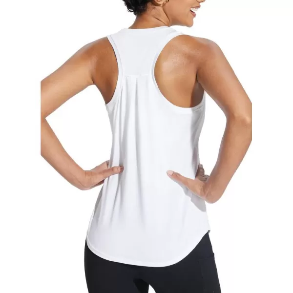 BALEAF Workout Tank Tops for Women Racerback Sleeveless Yoga Tops Athletic Running Shirts Gym ClothesWhite