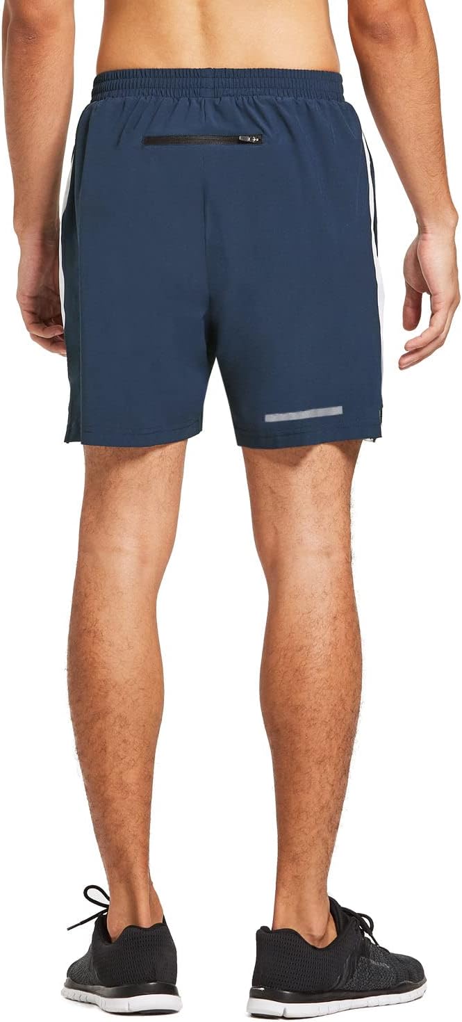 BALEAF Mens 5 Running Athletic Shorts Zipper Pockets for Workout Gym Sports Navy Size SBALEAF Mens 5 Running Athletic Shorts Zipper Pockets for Workout Gym Sports Navy Size S