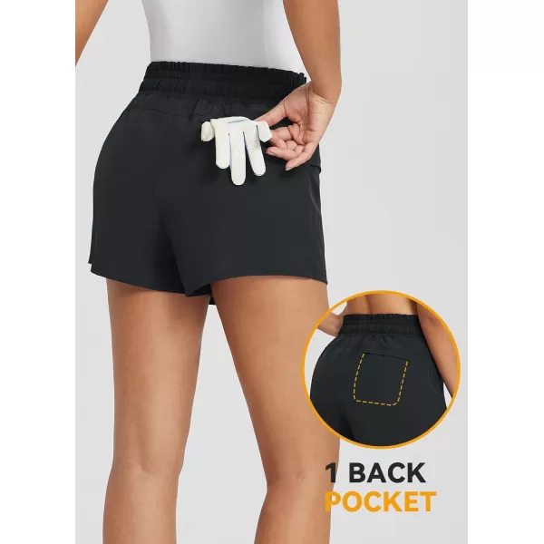 BALEAF 13 Skorts Skirts for Women Golf High Smocked Waistband Tennis Hiking Cargo Shorts Zipper Pockets UPF50Black