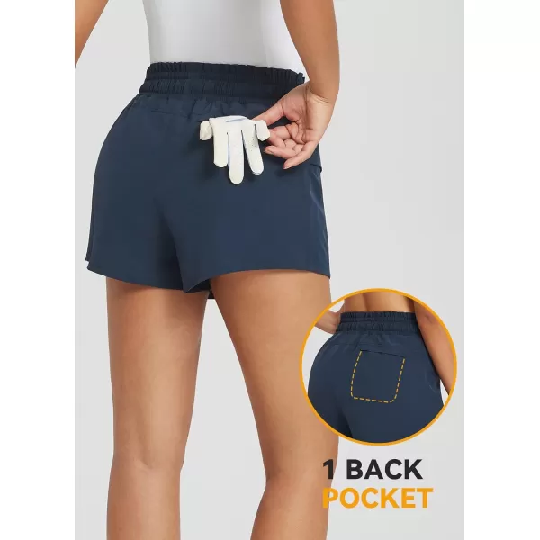 BALEAF 13 Skorts Skirts for Women Golf High Smocked Waistband Tennis Hiking Cargo Shorts Zipper Pockets UPF50Navy