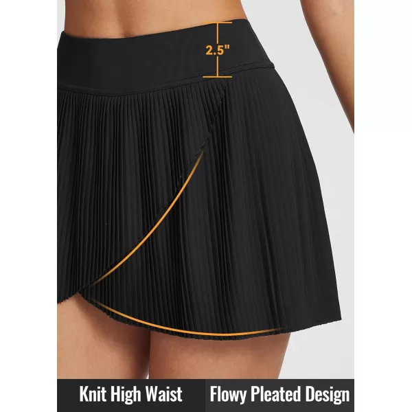 BALEAF 14quot Pleated Tennis Skirts for Women High Waisted Golf Skorts Athletic with Pockets Liner Workout Pickleball UPF50Black