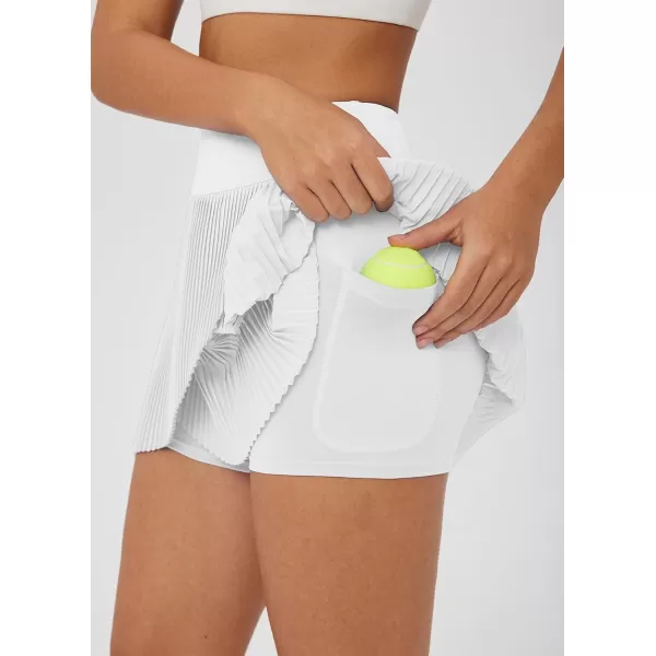 BALEAF 14quot Pleated Tennis Skirts for Women High Waisted Golf Skorts Athletic with Pockets Liner Workout Pickleball UPF50White