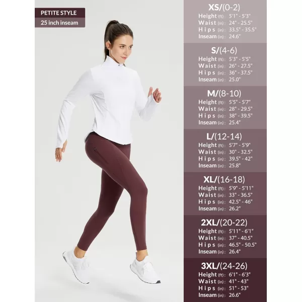 BALEAF 2530 Womens Fleece Lined Leggings Water Resistant High Waist Winter Running Hiking Pants Zipper Pockets25 Inch Wine Red