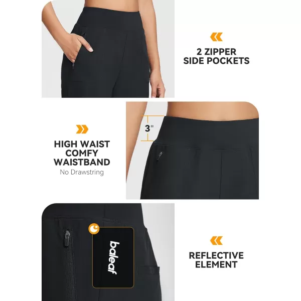 BALEAF 7 Athletic Long Shorts for Women Running High Waisted Quick Dry Workout Bermuda Soft Zipper Pockets UPF 50Black