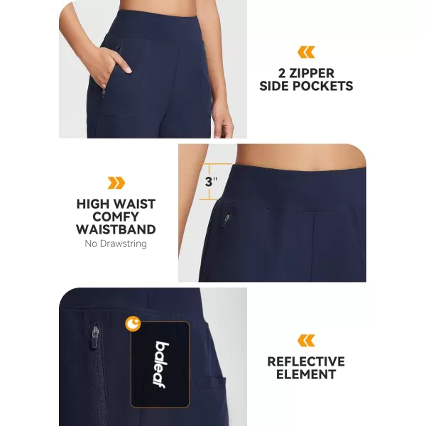 BALEAF 7 Athletic Long Shorts for Women Running High Waisted Quick Dry Workout Bermuda Soft Zipper Pockets UPF 50Navy