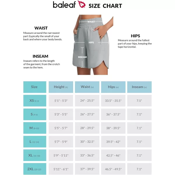 BALEAF 7 Workout Shorts for Women Athletic Long Running Shorts High Waisted Quick Dry Zipper Pockets Hiking UPF50Grey