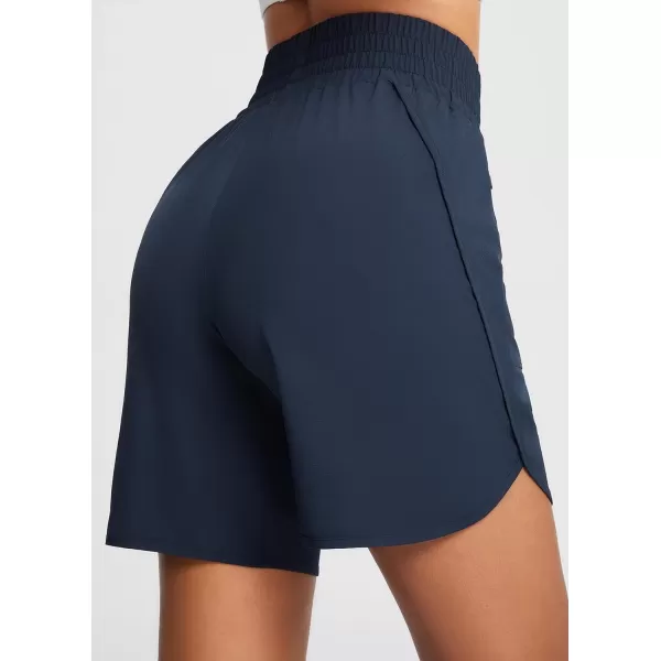 BALEAF 7 Workout Shorts for Women Athletic Long Running Shorts High Waisted Quick Dry Zipper Pockets Hiking UPF50Navy