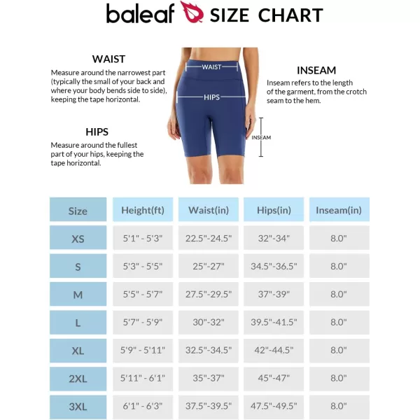 BALEAF 8 Biker Shorts for Women with Pockets High Waisted Yoga Gym Spandex Shorts Side Pocketscompressed Blue