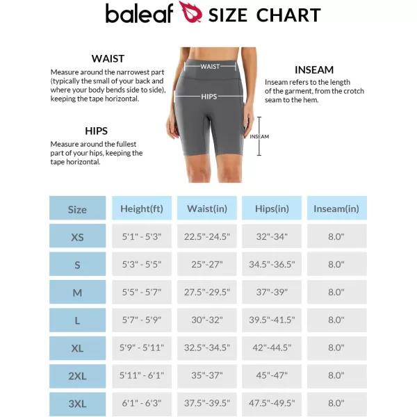 BALEAF 8 Biker Shorts for Women with Pockets High Waisted Yoga Gym Spandex Shorts Side Pocketscompressed Grey