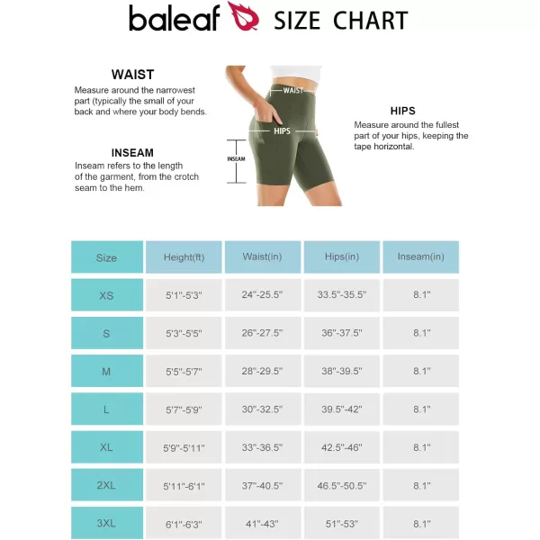 BALEAF 8 Biker Shorts for Women with Pockets High Waisted Yoga Gym Spandex Shorts Side Pocketssoft Army Green