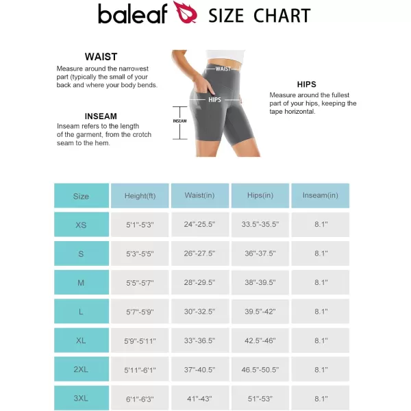 BALEAF 8 Biker Shorts for Women with Pockets High Waisted Yoga Gym Spandex Shorts Side Pocketssoft Grey