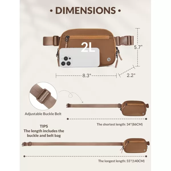 BALEAF Belt Bag Women Fanny Packs Crossbody Fashion Waist Pack Waterproof Adjustable Strap 2L Off WhiteBrown