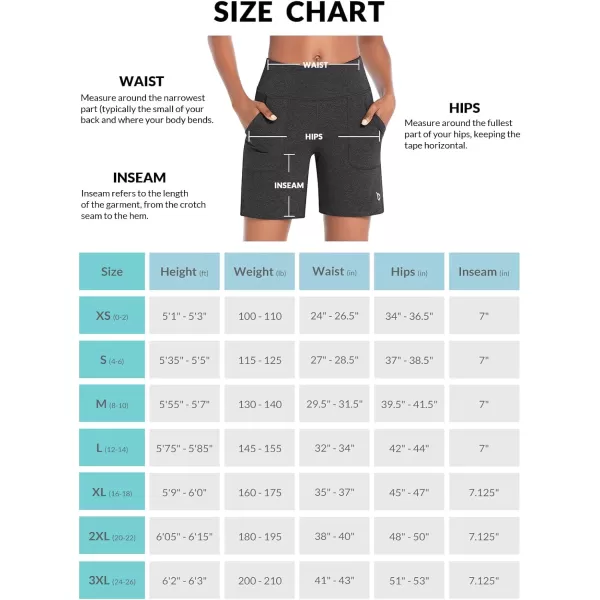 BALEAF Bermuda Shorts for Women High Waisted Athletic Long Running Shorts with PocketsDark Gray