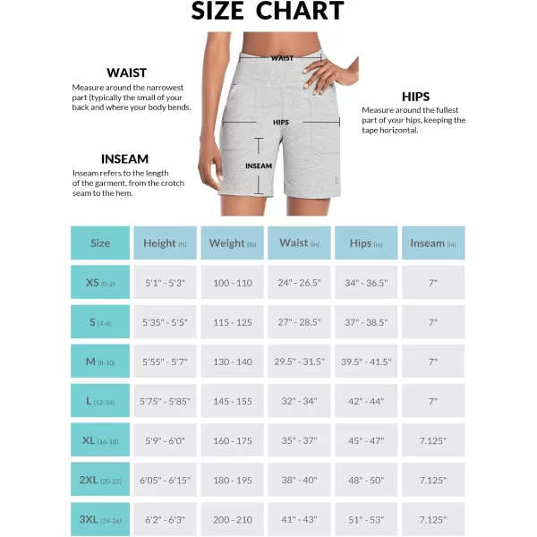 BALEAF Bermuda Shorts for Women High Waisted Athletic Long Running Shorts with PocketsLight Gray