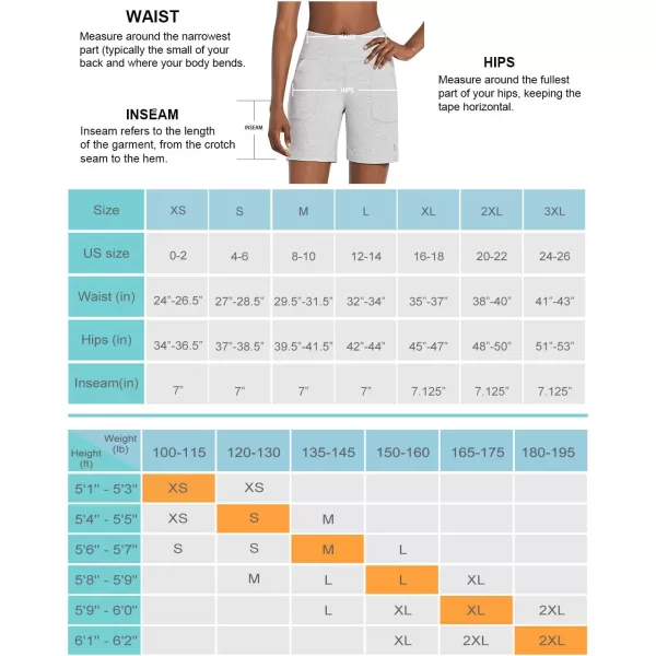 BALEAF Bermuda Shorts for Women High Waisted Athletic Long Running Shorts with PocketsLight Gray