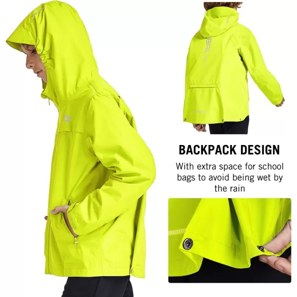 BALEAF Boys Rain Jacket Waterproof Kids Raincoat Youth Girls Windbreaker Hooded Packable Lightweight Petite Women01fluorescent Yellow