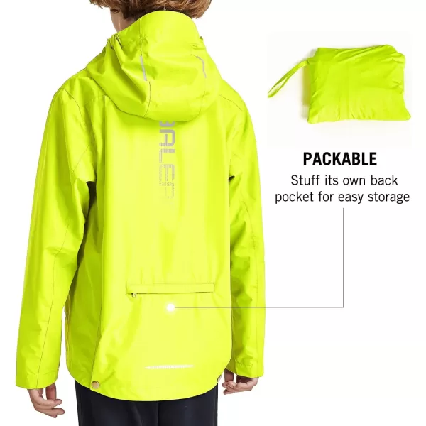 BALEAF Boys Rain Jacket Waterproof Kids Raincoat Youth Girls Windbreaker Hooded Packable Lightweight Petite Women01fluorescent Yellow