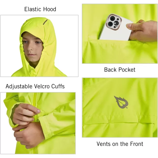 BALEAF Boys Rain Jacket Waterproof Kids Raincoat Youth Girls Windbreaker Hooded Packable Lightweight Petite Women01fluorescent Yellow