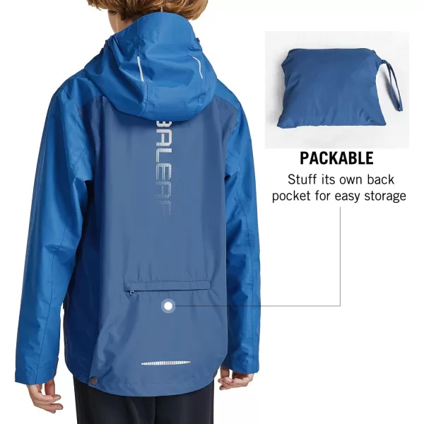 BALEAF Boys Rain Jacket Waterproof Kids Raincoat Youth Girls Windbreaker Hooded Packable Lightweight Petite Women01navyBlue