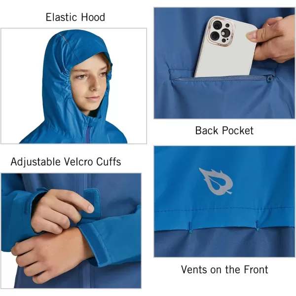 BALEAF Boys Rain Jacket Waterproof Kids Raincoat Youth Girls Windbreaker Hooded Packable Lightweight Petite Women01navyBlue