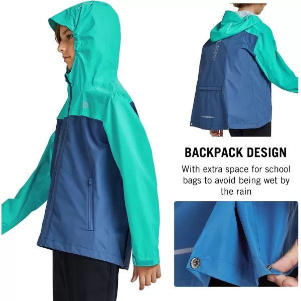 BALEAF Boys Rain Jacket Waterproof Kids Raincoat Youth Girls Windbreaker Hooded Packable Lightweight Petite Women01navyGreen