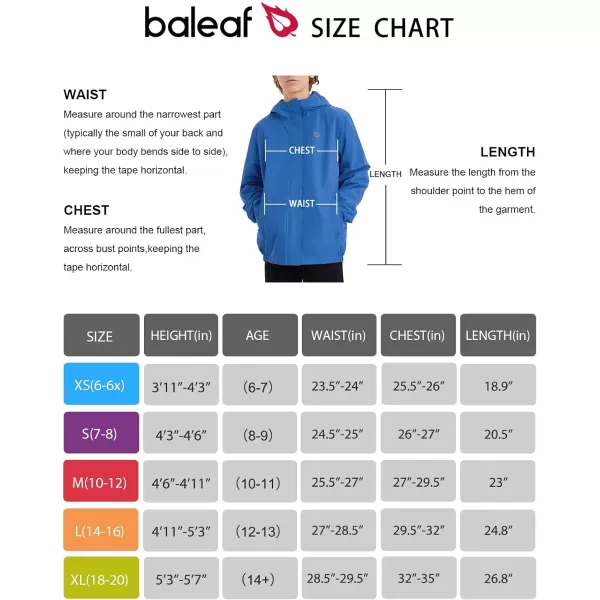 BALEAF Boys Rain Jacket Waterproof Kids Raincoat Youth Girls Windbreaker Hooded Packable Lightweight Petite Women02blue Mesh Lined