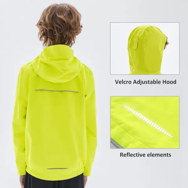 BALEAF Boys Rain Jacket Waterproof Kids Raincoat Youth Girls Windbreaker Hooded Packable Lightweight Petite Women02fluorescent Green Mesh Lined