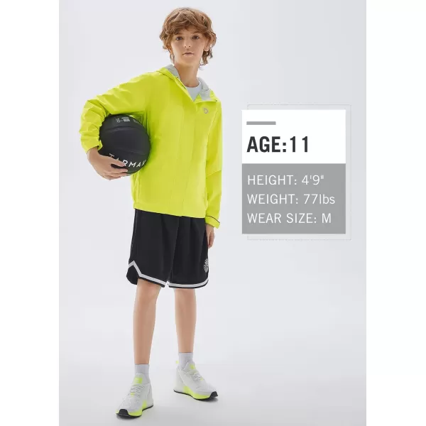 BALEAF Boys Rain Jacket Waterproof Kids Raincoat Youth Girls Windbreaker Hooded Packable Lightweight Petite Women02fluorescent Green Mesh Lined