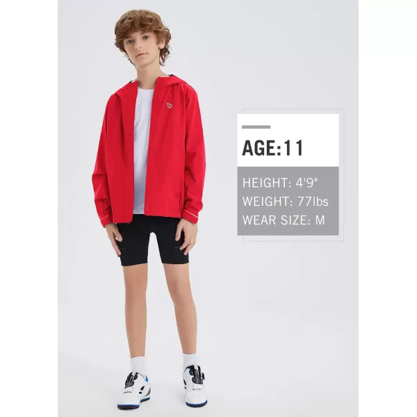 BALEAF Boys Rain Jacket Waterproof Kids Raincoat Youth Girls Windbreaker Hooded Packable Lightweight Petite Women02red Mesh Lined