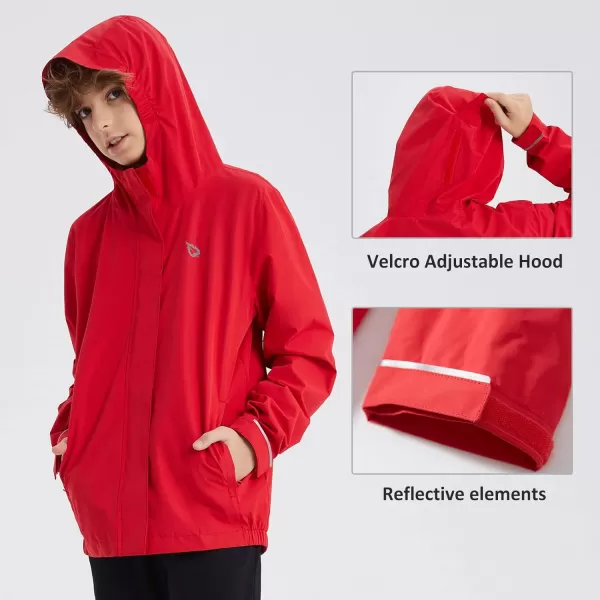 BALEAF Boys Rain Jacket Waterproof Kids Raincoat Youth Girls Windbreaker Hooded Packable Lightweight Petite Women02red Mesh Lined