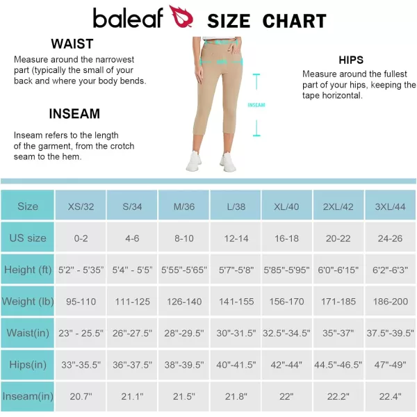 BALEAF Capri Pants for Women Casual Summer Pull On Yoga Dress Capris Work Jeggings Athletic Golf Crop Pants with PocketsKhaki