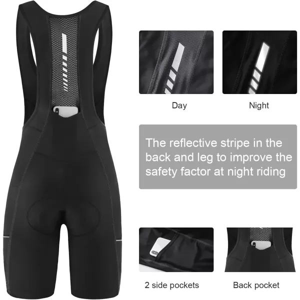 BALEAF Cycling Bib Shorts Women 4D Padded Bike Shorts with Pockets Biking Bicycle Road Bike UPF50Black